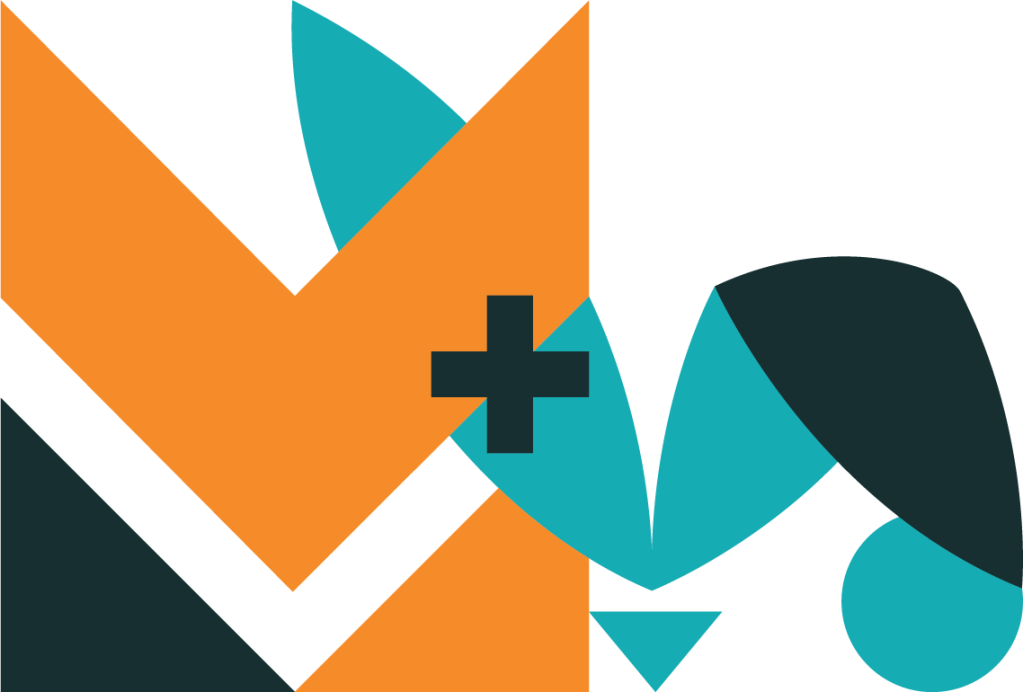 The Fox and the Hair logo featuring geometric shapes in the shape of a fox and a rabbit in orange and teal.